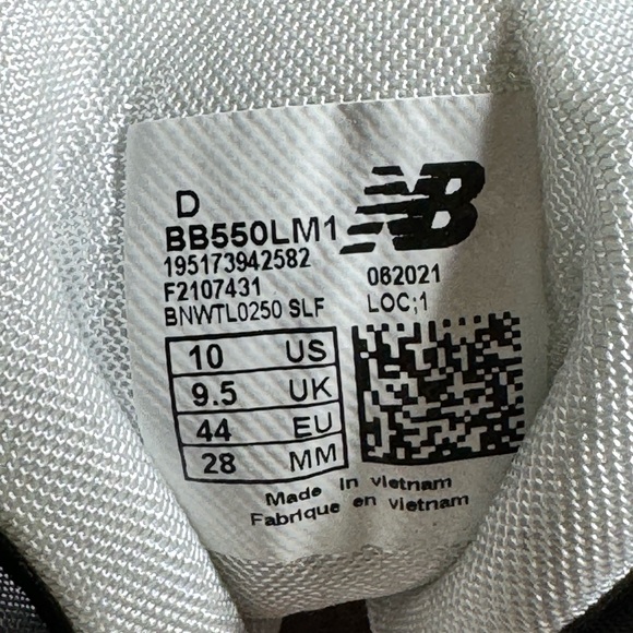 Men’s New Balance 550 Black & White Size 10 - Picture 8 of 8
